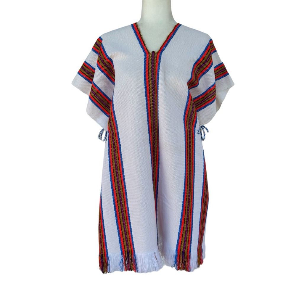 Woven Poncho with Side Ties One Size Fits Most